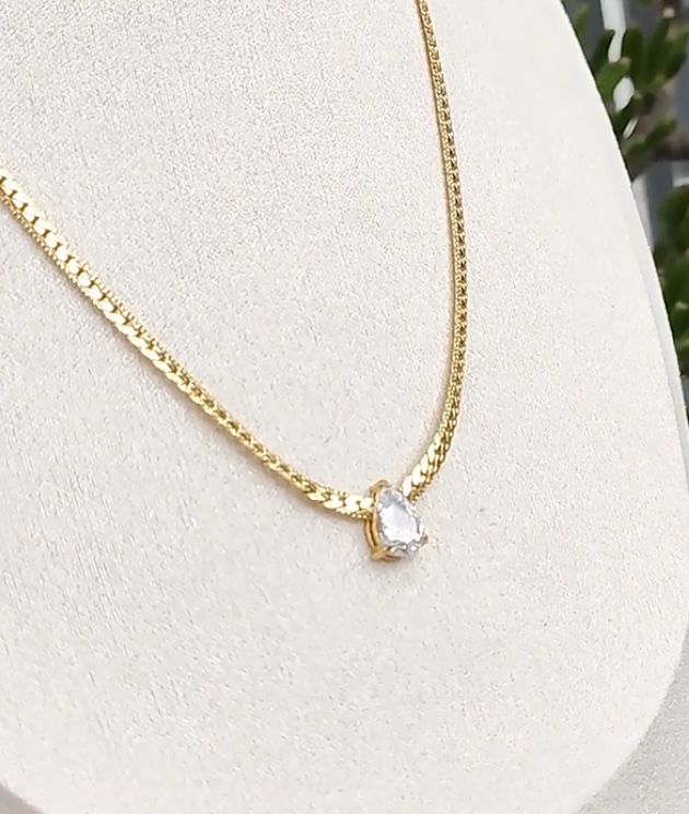 Gia-Tear Drop Princess Setting Necklace