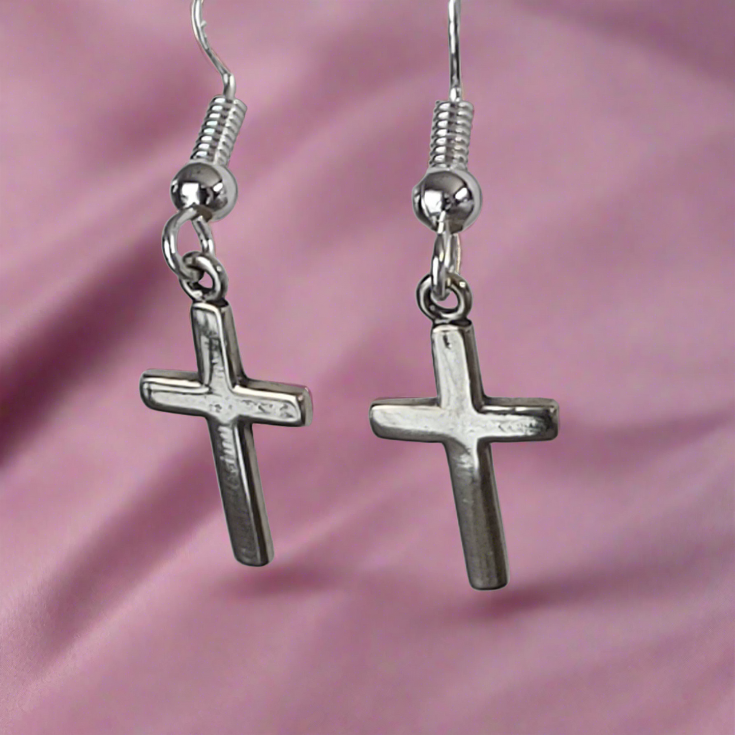 Cross Earrings - Crystal Flower