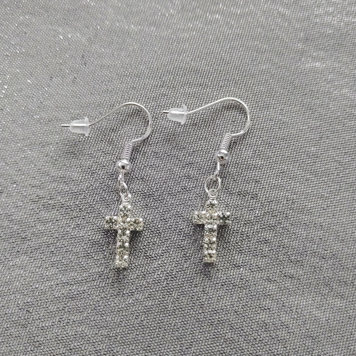 Crystal Cross Earrings - Crystal Flower