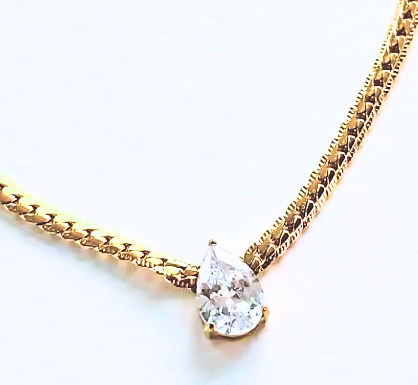 Gia-Tear Drop Princess Setting Necklace