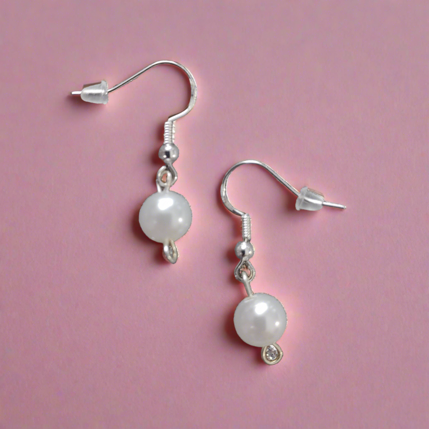 Imitation Pearl Earrings - Crystal Flower