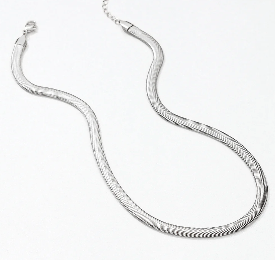 Sophisticated Snake Wheat Herringbone Necklace