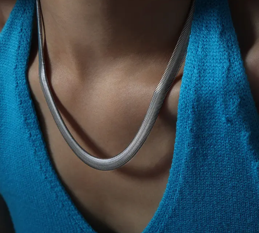 Sophisticated Snake Wheat Herringbone Necklace