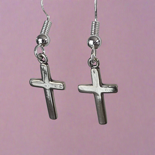 Cross Earrings - Crystal Flower