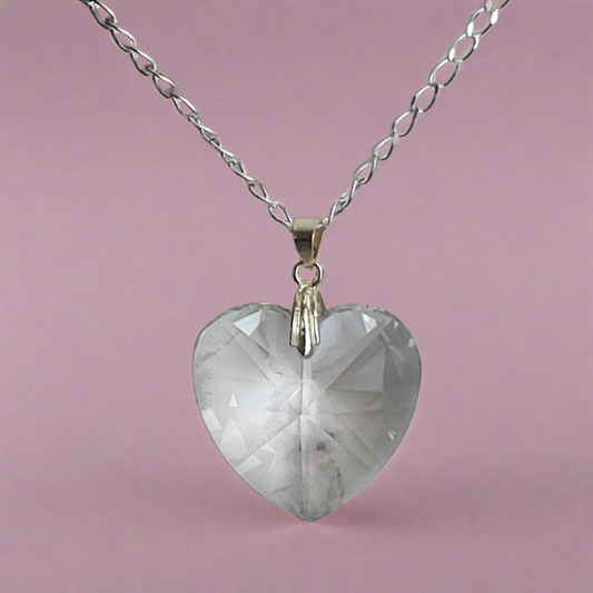 Crystal Heart Necklace - Crystal Flower