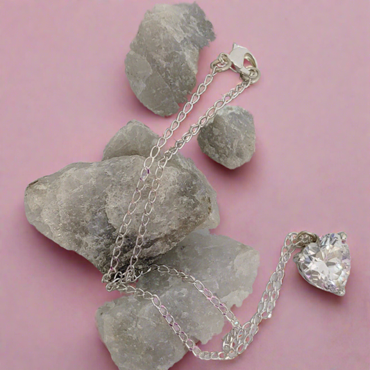 Loving Heart Necklace - Crystal Flower