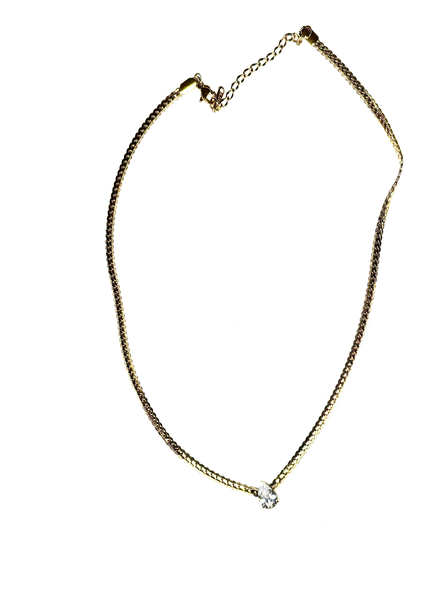 Gia-Tear Drop Princess Setting Necklace