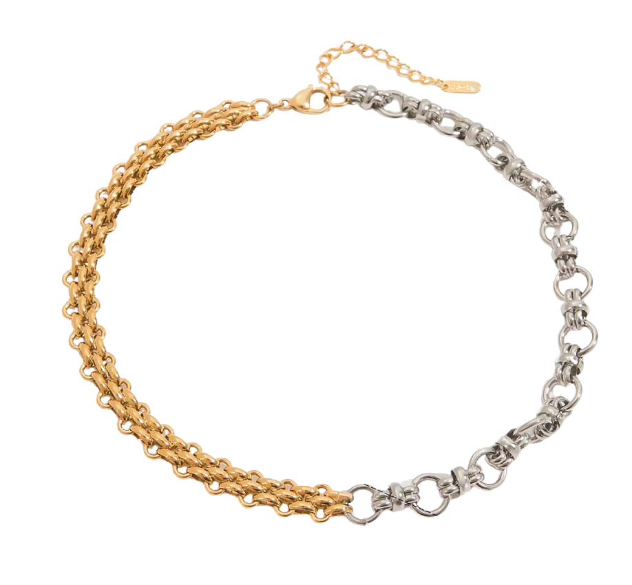 Estella Mixed Link Gold and Silver Tone Necklace Waterproof