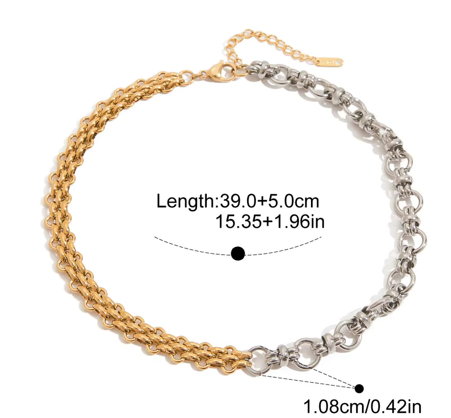 Estella Mixed Link Gold and Silver Tone Necklace Waterproof