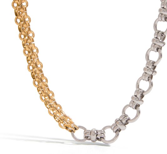 Estella Mixed Link Gold and Silver Tone Necklace Waterproof