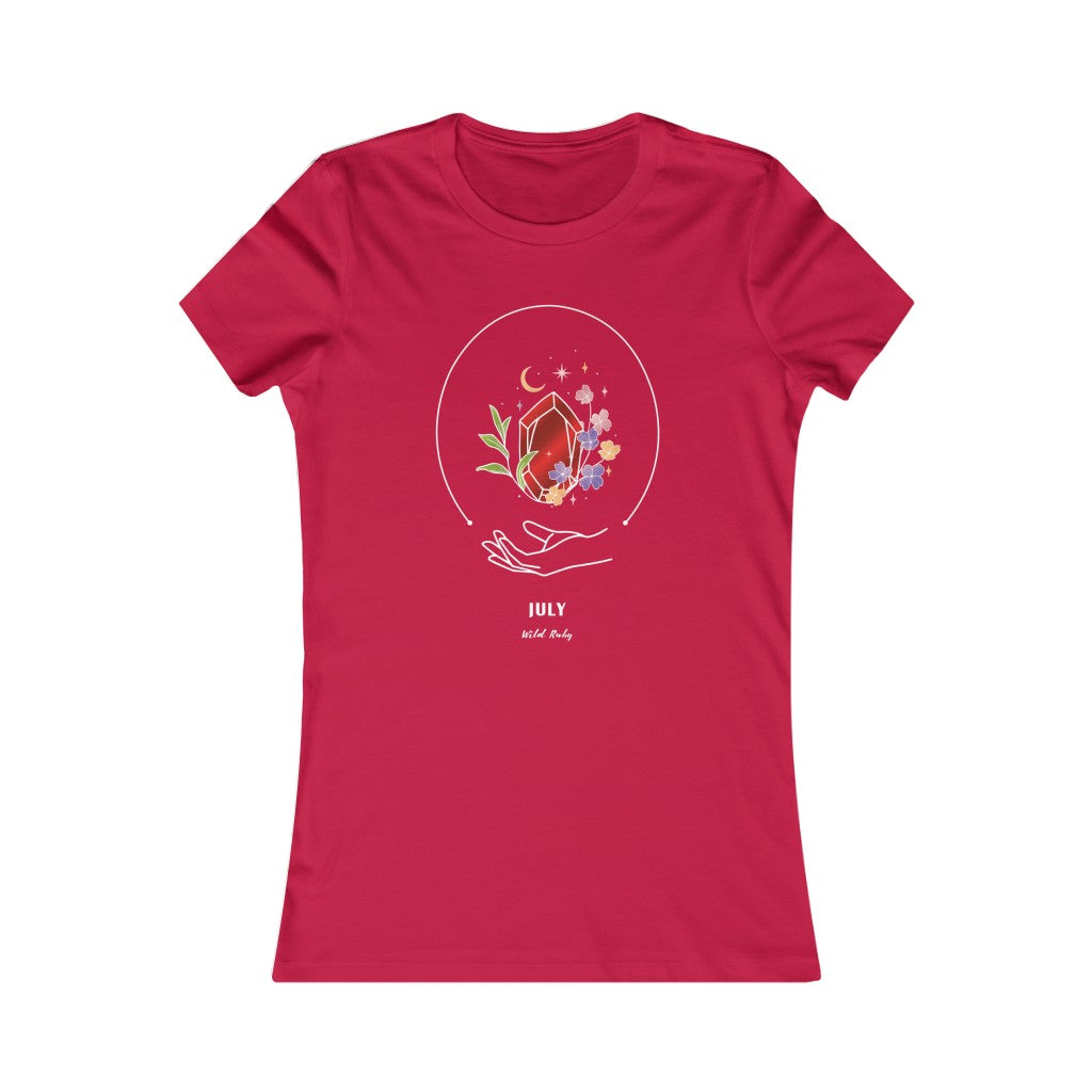 Women's Favorite Tee - July - Wild Ruby - Crystal Flower