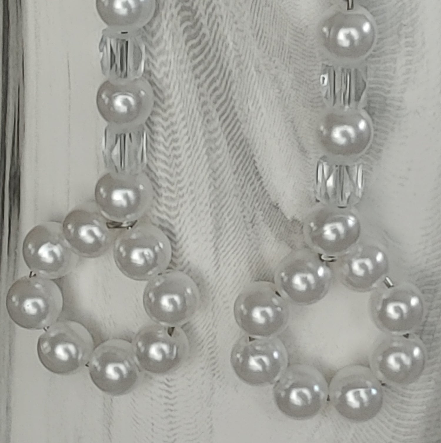 Imitation Pearl Statement Earrings - Crystal Flower