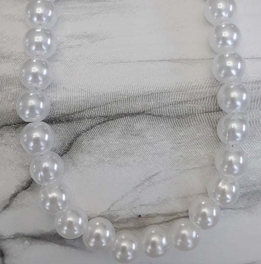 Imitation Pearl Necklace - Crystal Flower