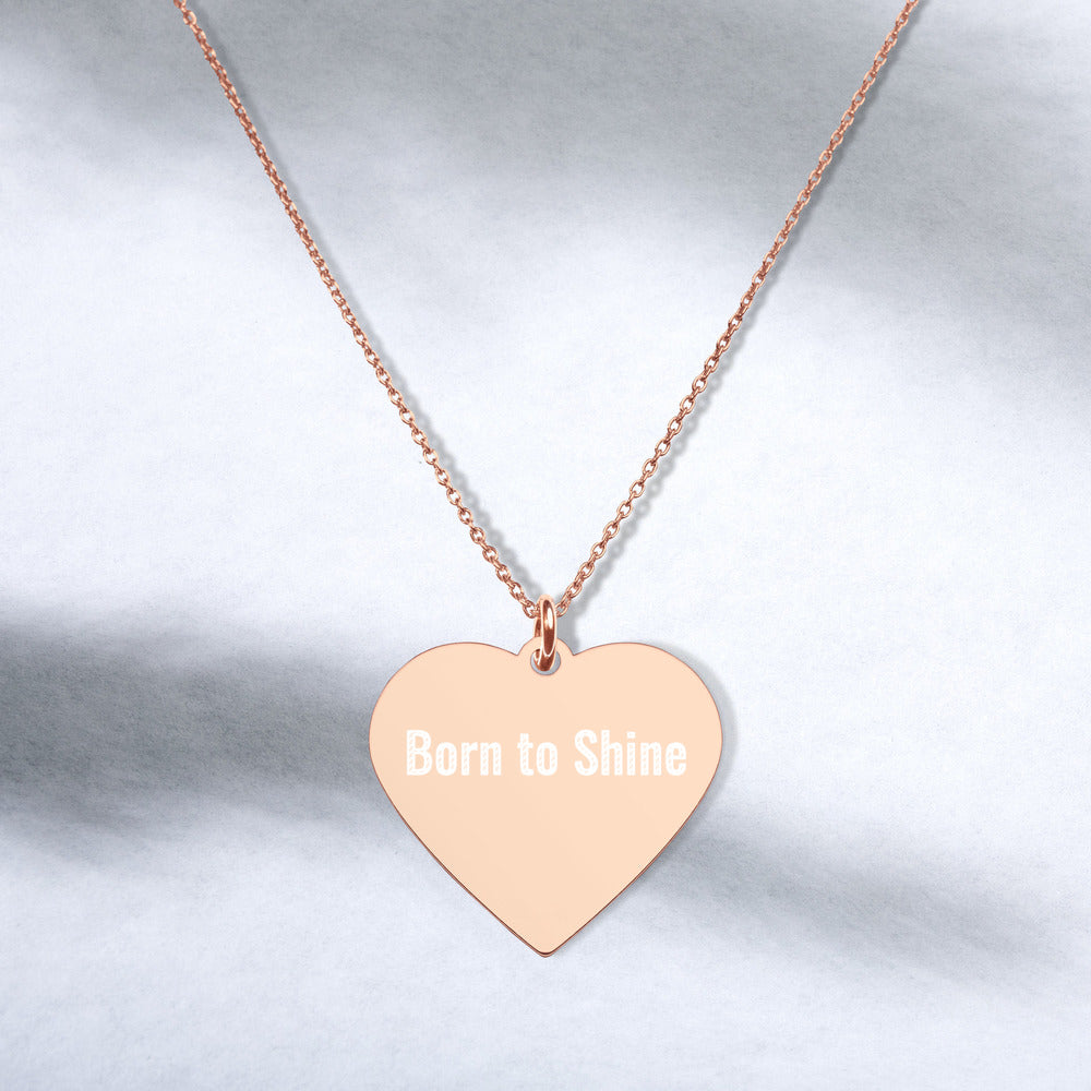 Engraved Heart Necklace - Crystal Flower